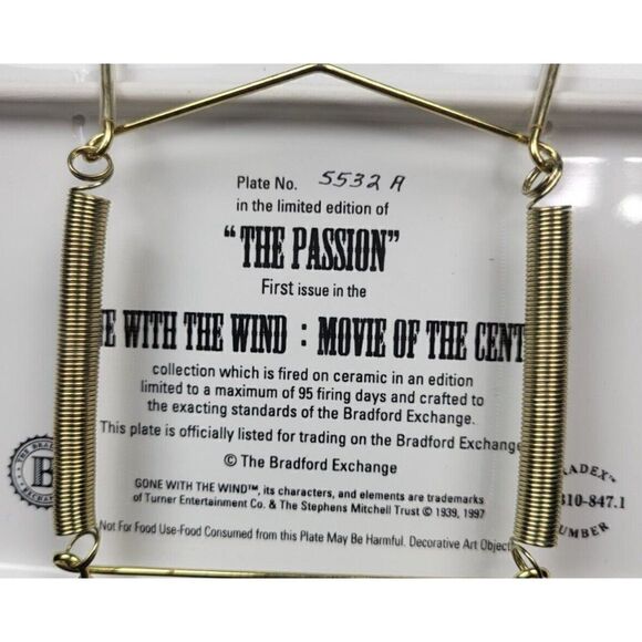 Vintage 1997 Bradford Exchange Gone With The Wind Numbered Passion Plate Hanger - Picture 3 of 5